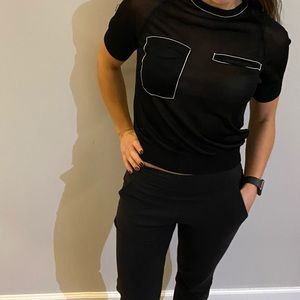Black Semi Sheer Top